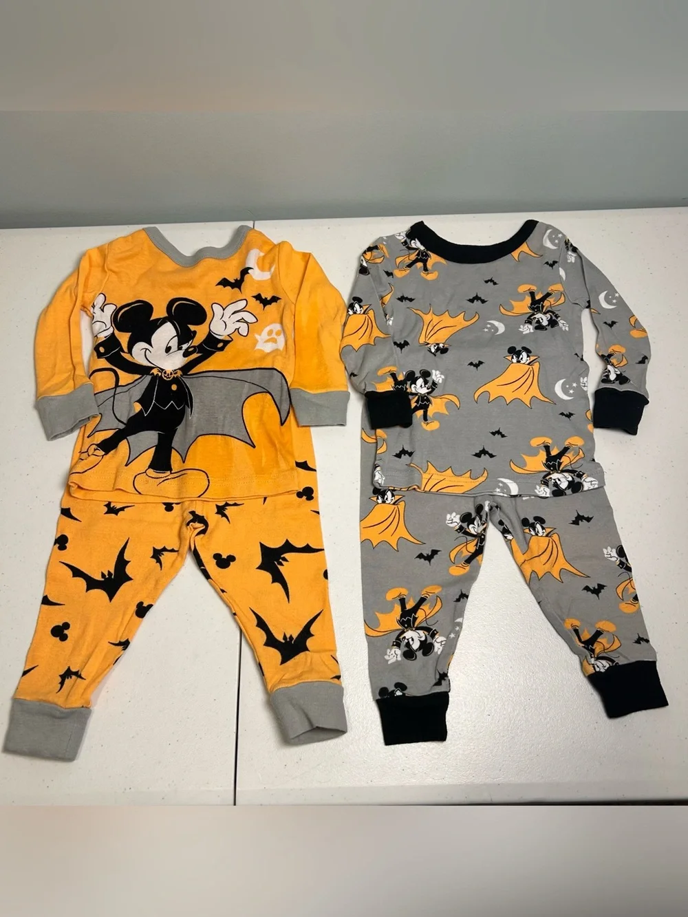 🎃Disney Bundle of Halloween Mickey Mouse Pajamas Size 18 Months Snug Fitting